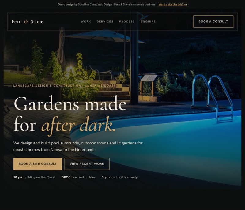 Fern & Stone Landscapes demo website design