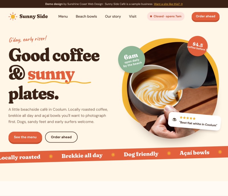Sunny Side Café demo website design