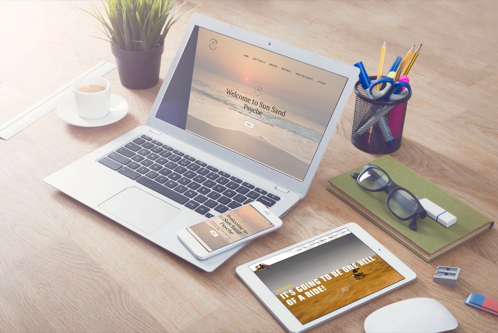 Responsive websites by Sunshine Coast Web Design on laptop, tablet and phone