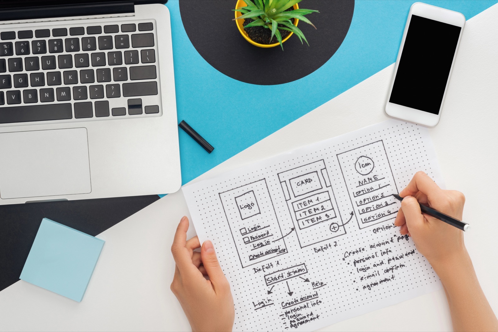 Sketching a website wireframe before building in WordPress